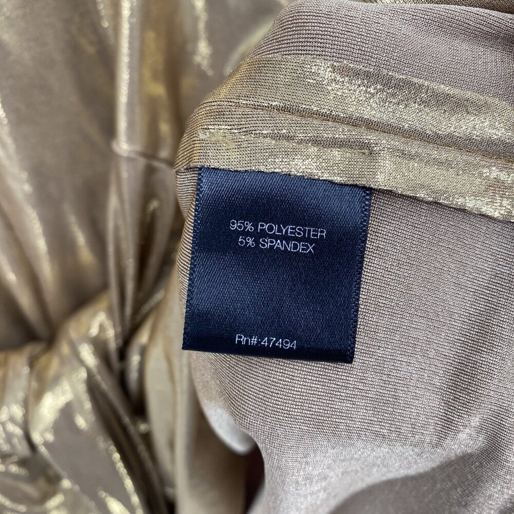 Norma Kamali Metallic Gold Long Sleeve Tie-Front Dress - Picture 13 of 13